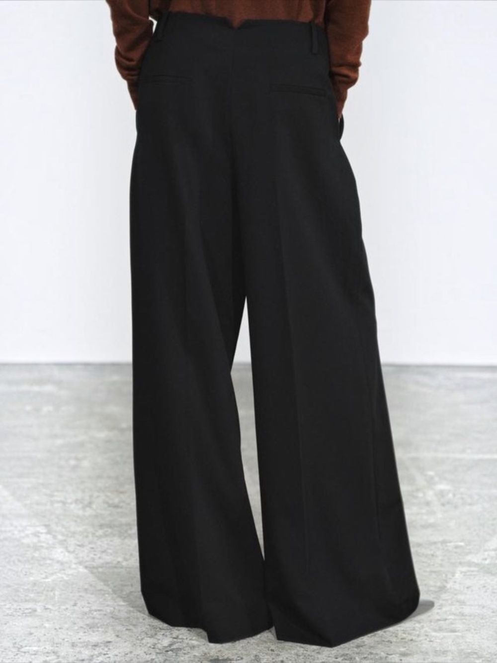 Zara Black Pleated Wide-Leg Trousers Lyocell Blend Black Size M - Picture 3 of 8